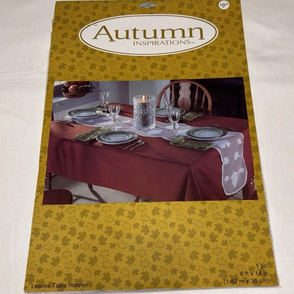 2013 Autumn Inspirations Leaves Table Runner 6 Ft Fall Thanksgiving NWT
